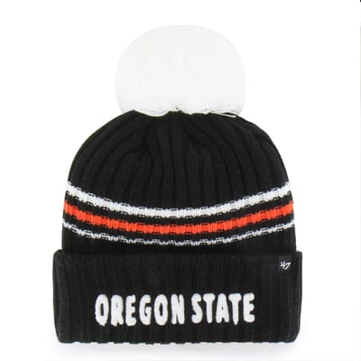 Oregon State Beavers '47 Women's Seasonal Fuzzy Script Big Pom Knit Hat - Black