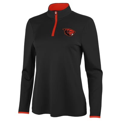 Oregon State Beavers Antigua Women's Brink Quarter-Zip Pullover - Black/Orange