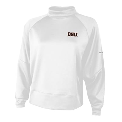  Oregon State Beavers Columbia Women's Par-Performance Raglan Dolman Mock Neck Sweatshirt - White