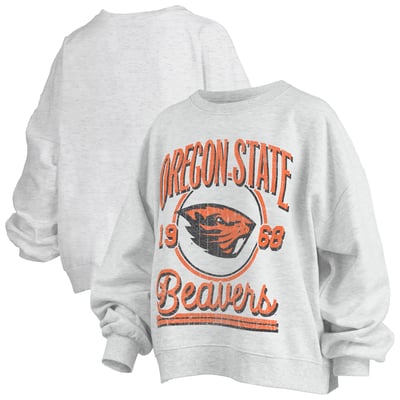 Oregon State Beavers Pressbox Women's Oversized Bravo Melange Janise Sweatshirt - Heather Gray