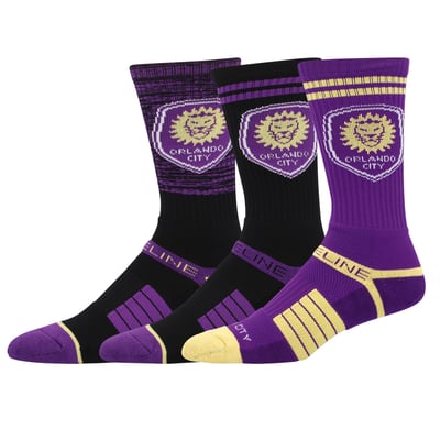 Orlando City SC Strideline Premium 3-Pack Knit Crew Socks Set