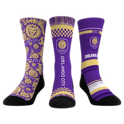  Orlando City SC Rock Em Unisex Three-Pack Crew Socks Set - Purple