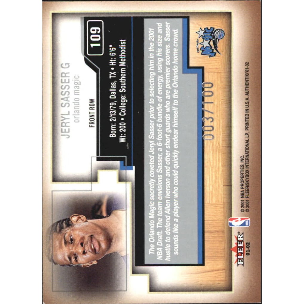 2001-02 Fleer Authentix Front Row Parallel #109 Jeryl Sasser