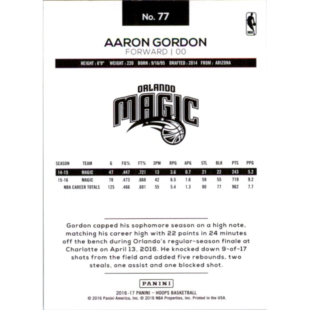 2016-17 Hoops Teal #77 Aaron Gordon