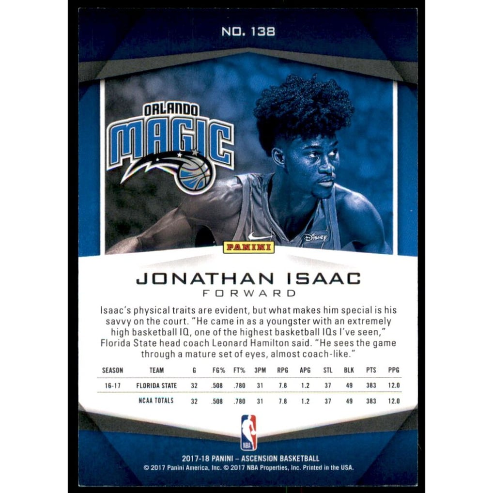 2017-18 Panini Ascension Blue #138B Jonathan Isaac