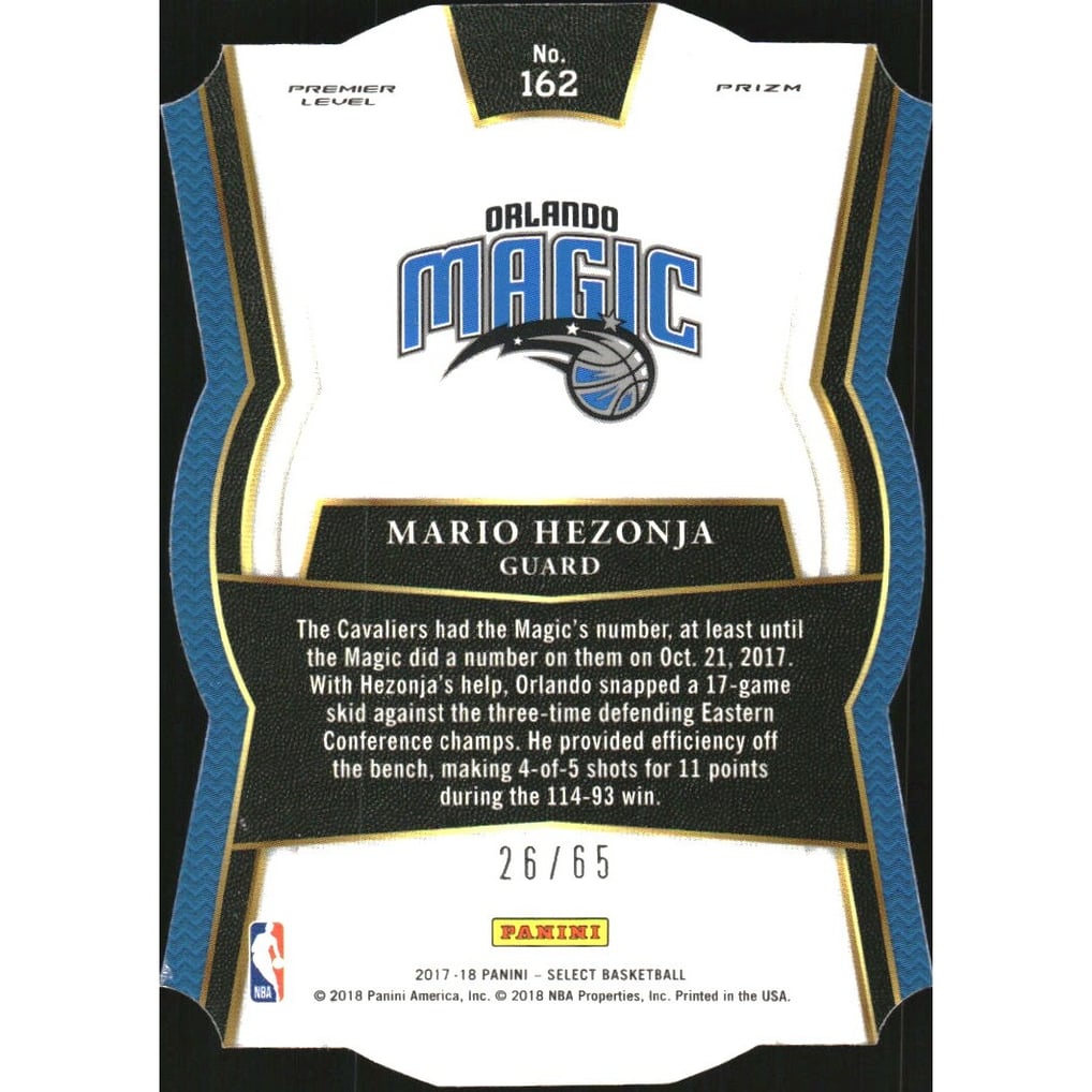 2017-18 Select Prizms Die Cut Neon Green #162 Mario Hezonja