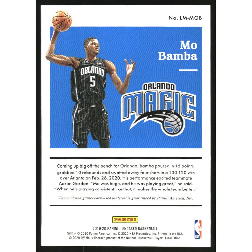 2019-20 Panini Encased Label Materials #42 Mo Bamba/199