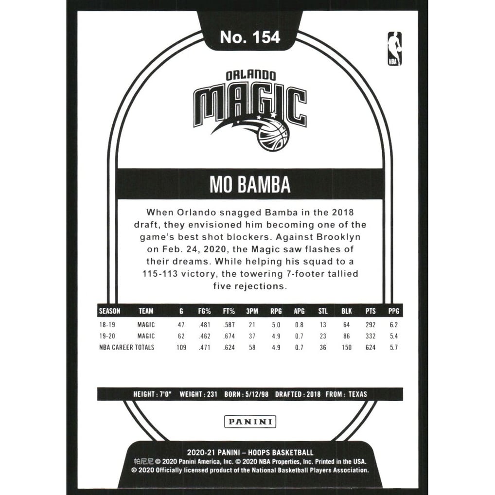 2020-21 Hoops Green #154 Mo Bamba