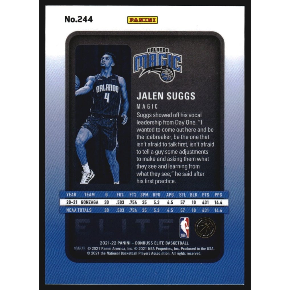 2021-22 Elite Blue #244 Jalen Suggs