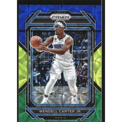 2022-23 Panini Prizm Prizms Choice Blue Yellow and Green #195 Wendell Carter Jr.