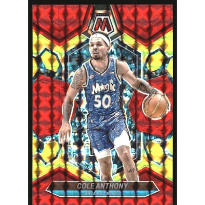 2023-24 Panini Mosaic Mosaic Choice Fusion Red and Yellow #165 Cole Anthony