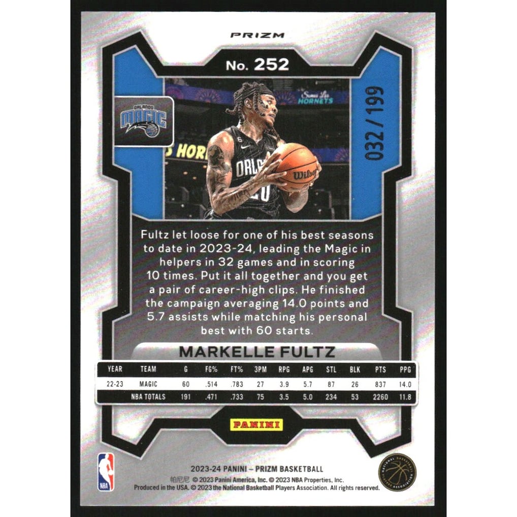 2023-24 Panini Prizm Prizms Blue #252 Markelle Fultz