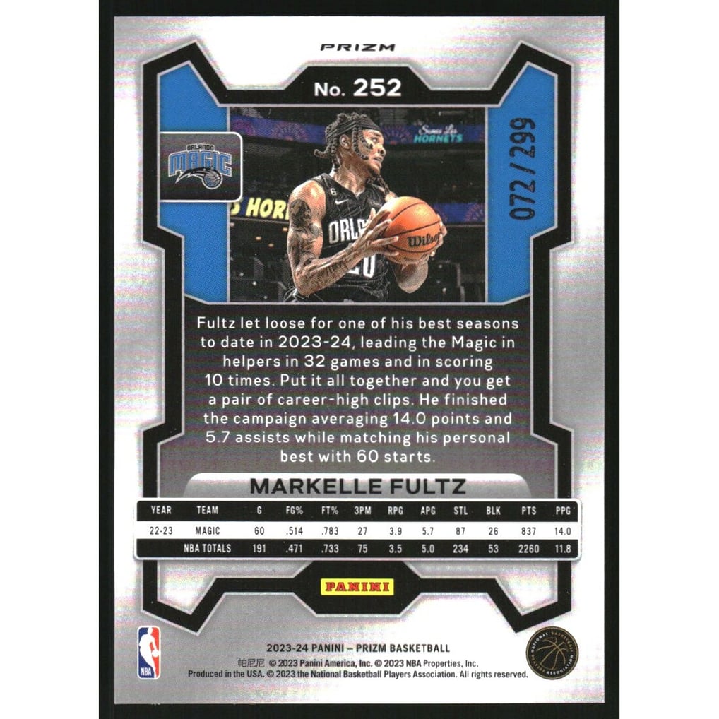 2023-24 Panini Prizm Prizms Red #252 Markelle Fultz