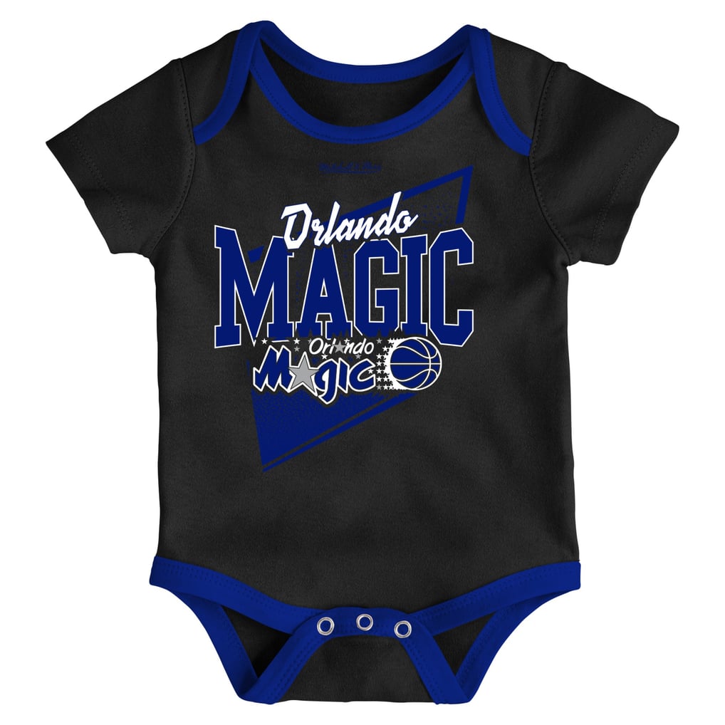 Orlando Magic Mitchell & Ness Infant Hardwood Classics Bodysuits & Cuffed Knit Hat Set - Black/Blue