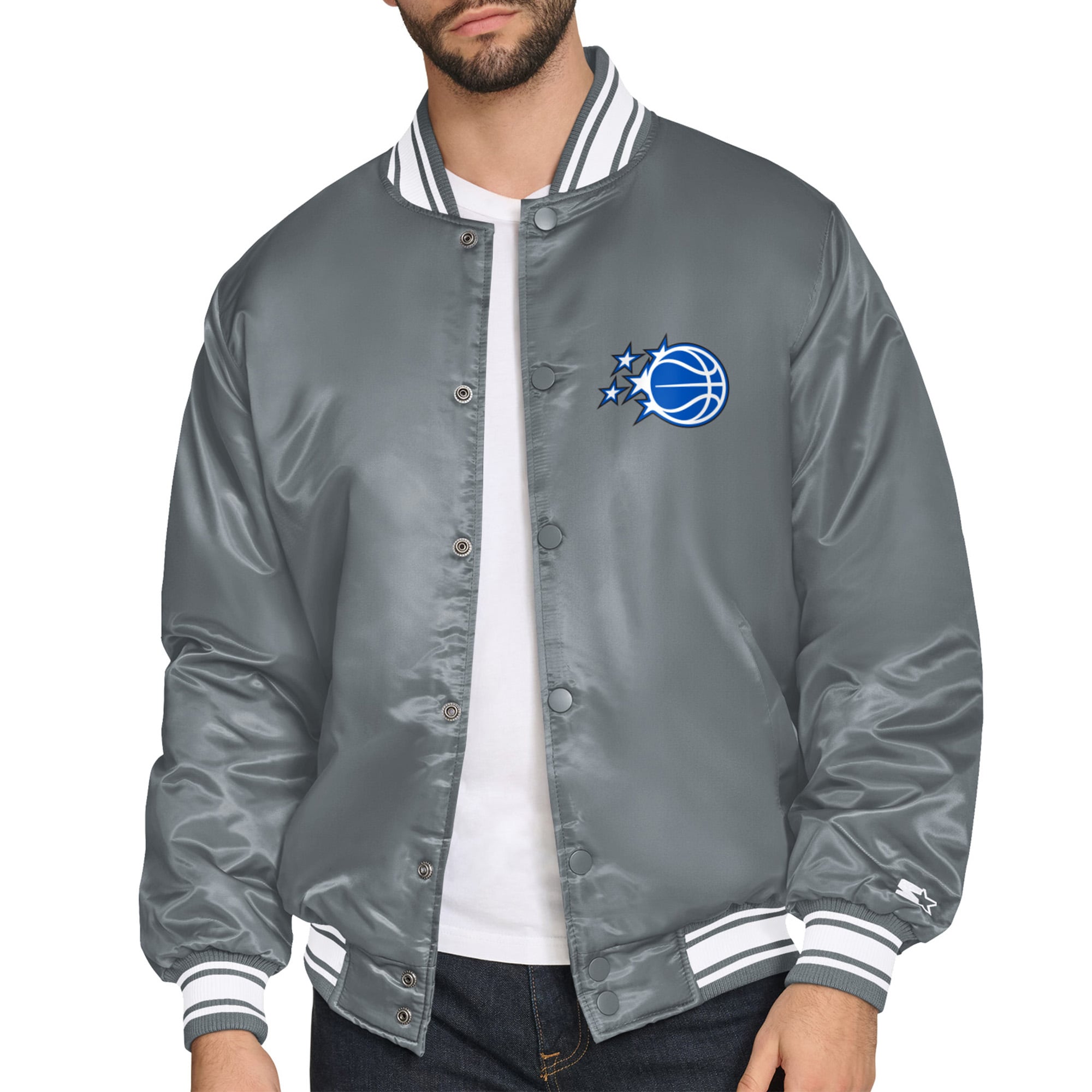 Orlando Magic Starter Printed Team Logo Satin Varsity Full-Snap 