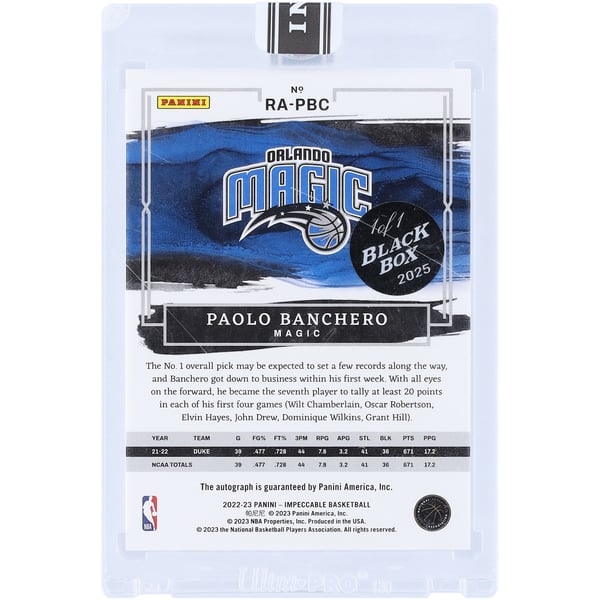 Paolo Banchero Orlando Magic Autographed 2022-23 Panini Impeccable 