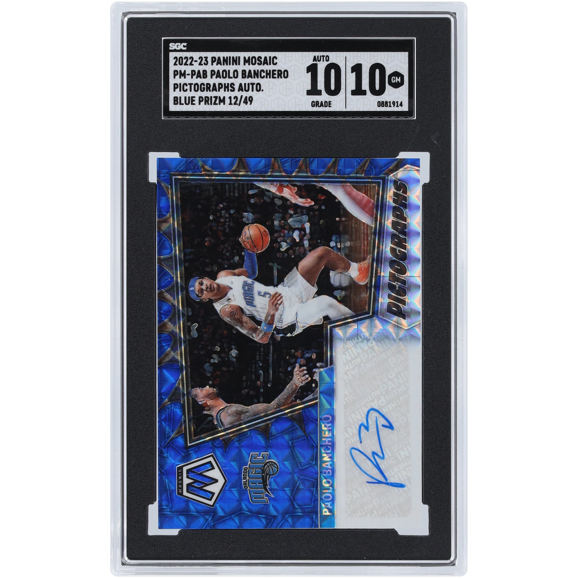 Paolo Banchero Orlando Magic Autographed 2022-23 Panini Mosaic 