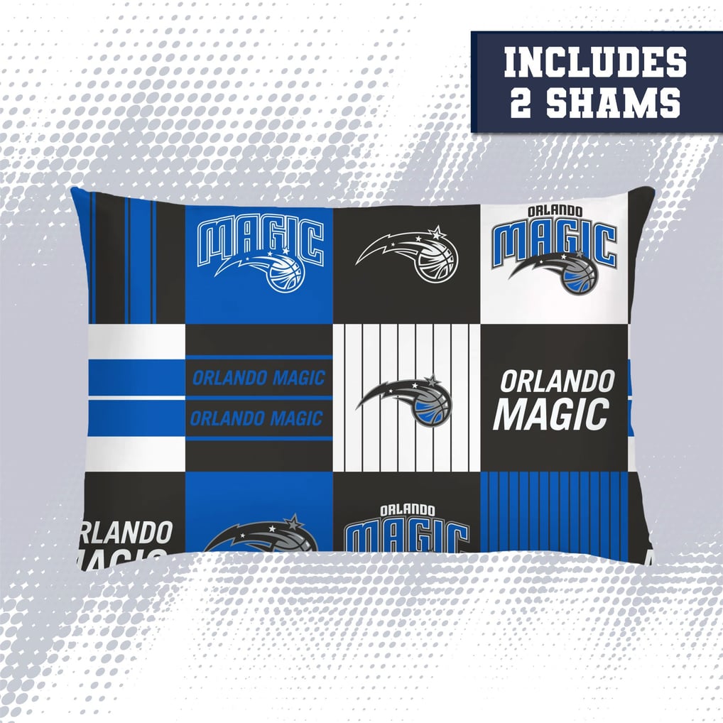 Orlando Magic Pegasus Patchwork Plaid Three-Piece Full/Queen Bed in a Bag Set