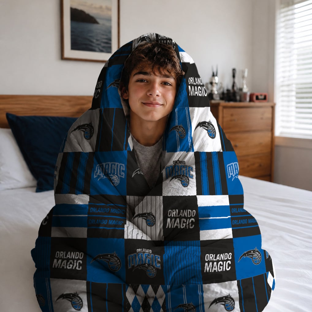 Orlando Magic Pegasus Patchwork Plaid Three-Piece Full/Queen Bed in a Bag Set