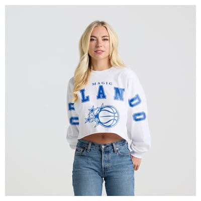 Orlando Magic Fanatics Women's Spirit Jersey Cropped Crew Neck Sweatshirt - White