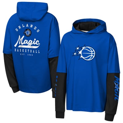 Orlando Magic Outerstuff Youth Double Nickel Oversized Faux 2fer Pullover Hoodie - Blue
