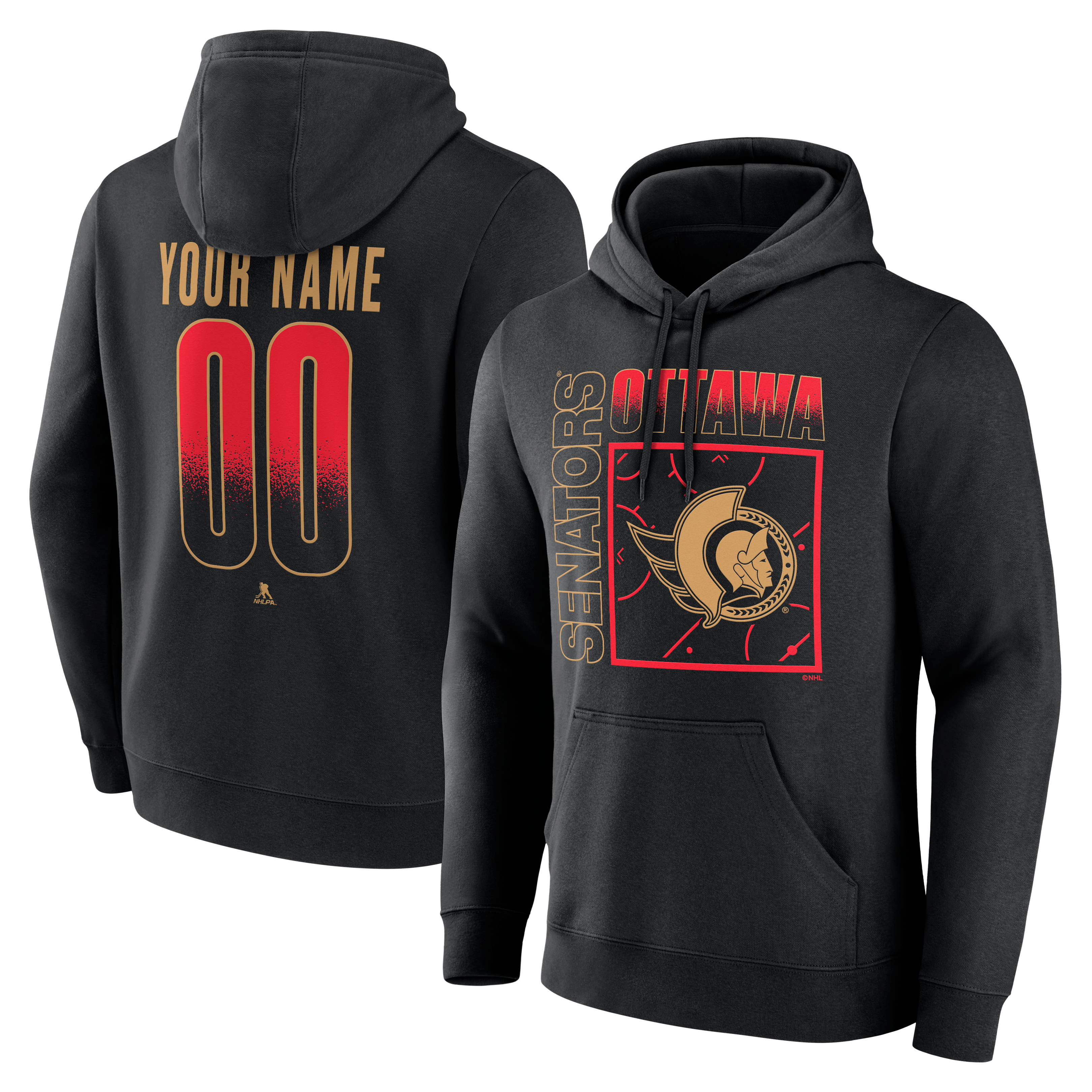 Men's Ottawa Senators Black Home Ice Pop Personalized Name & Number Hoodie