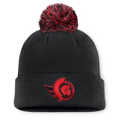 Ottawa Senators Fanatics Canada Military Appreciation Authentic Pro Cuffed Knit Hat with Pom - Black