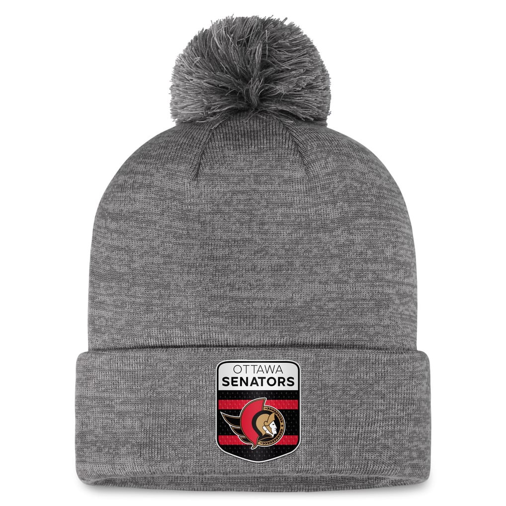  Ottawa Senators Fanatics Authentic Pro Home Ice Cuffed Knit Hat with Pom - Gray