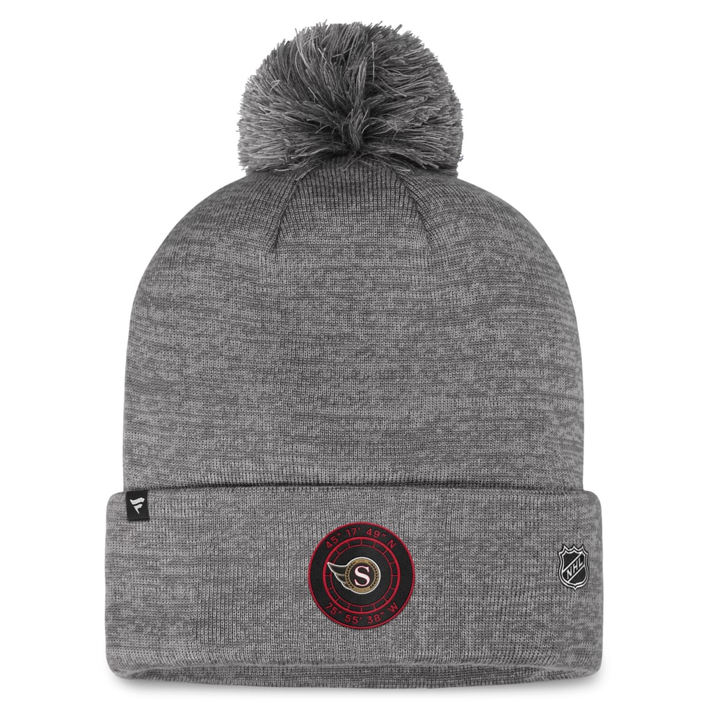  Ottawa Senators Fanatics Authentic Pro Home Ice Cuffed Knit Hat with Pom - Gray