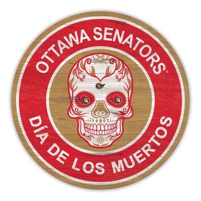Ottawa Senators 12" Sugar Skull Circle Sign