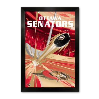 Ottawa Senators 14" x 20" Framed Hockey Puck Blast Art Print