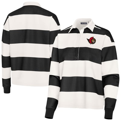 Ottawa Senators Antigua Women's Banner Rugby Long Sleeve Polo - Black/Cream