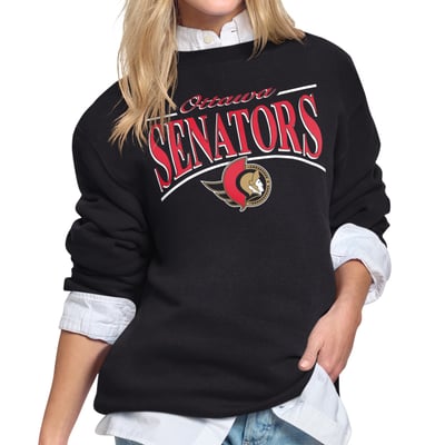 Ottawa Senators Starter Women's Arch Stripe Fleece Sweatshirt - Black