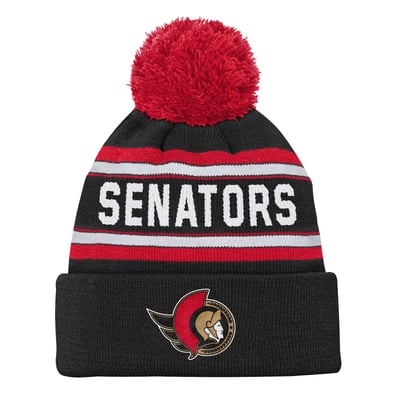 Ottawa Senators Outerstuff Youth Jacquard Cuffed Knit Hat with Pom - Black