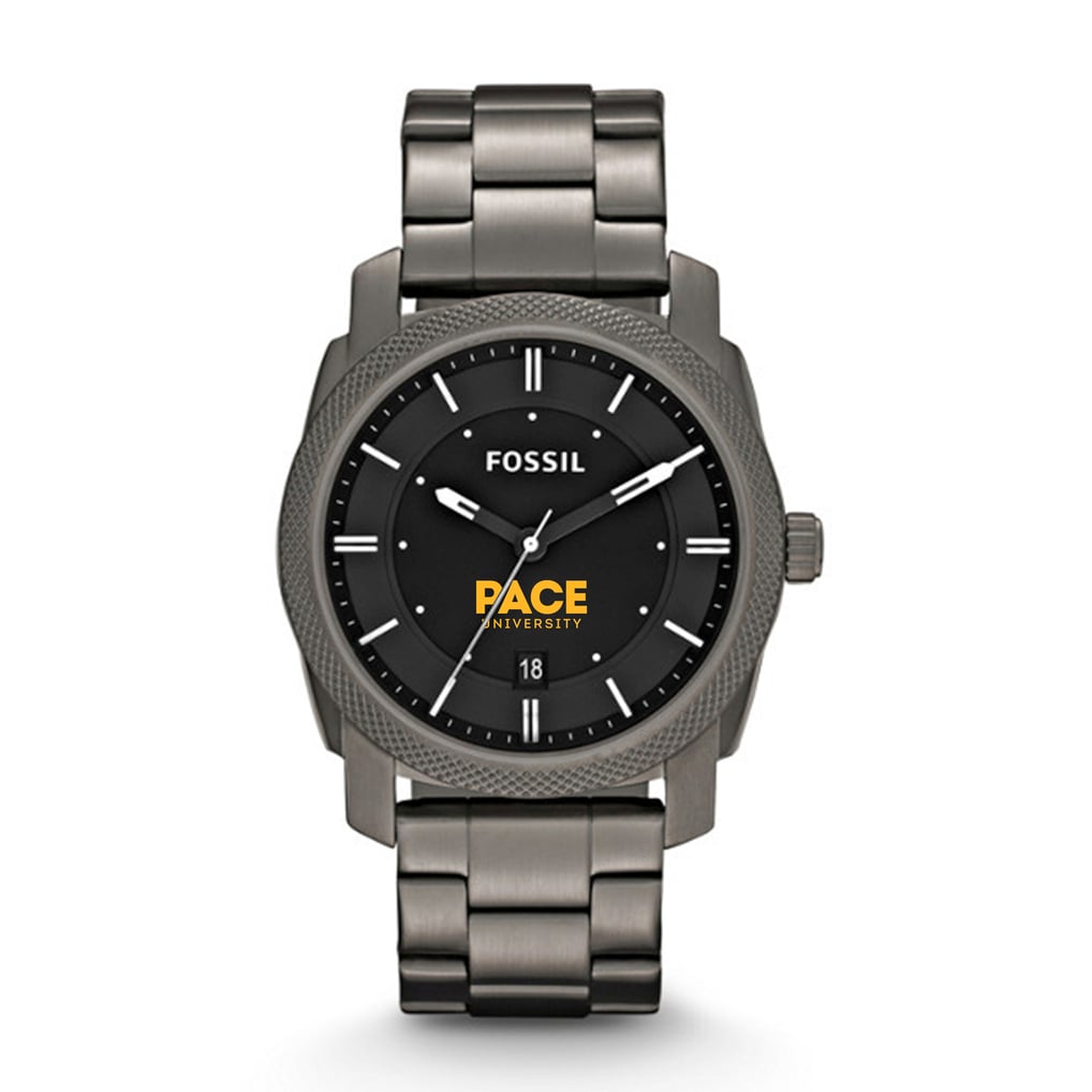 Pace University Setters Fossil Machine Smoke Stainless Steel Watch