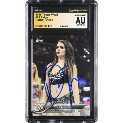 Paige WWE Autographed 2018 Topps WWE #71 CGC Fanatics Witnessed Authenticated AUTO 10 Card