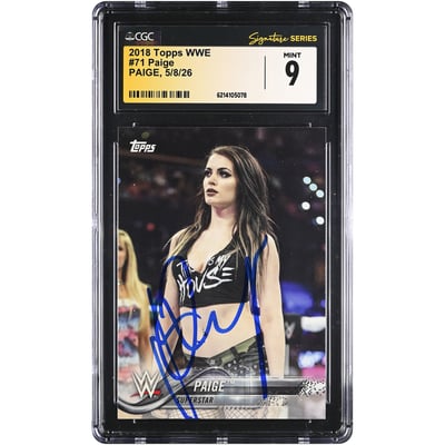 Paige WWE Autographed 2018 Topps WWE #71 CGC Fanatics Witnessed Authenticated MINT 9 Card