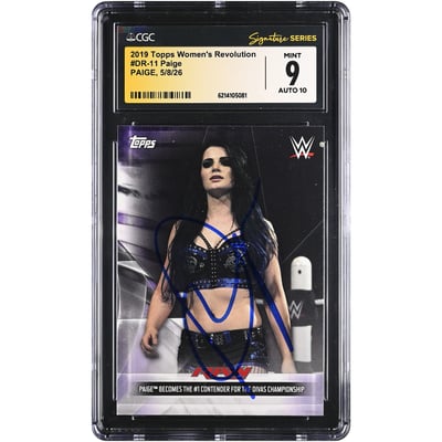 Paige WWE Autographed 2019 Topps Women's Revolution #DR-11 CGC Fanatics Witnessed Authenticated 9/10 Card