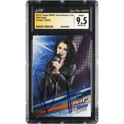Paige WWE Autographed 2019 Topps WWE Smackdown Live #38 CGC Fanatics Witnessed Authenticated 9.5/10 Card