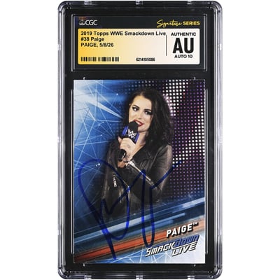Paige WWE Autographed 2019 Topps WWE Smackdown Live #38 CGC Fanatics Witnessed Authenticated AUTO 10 Card