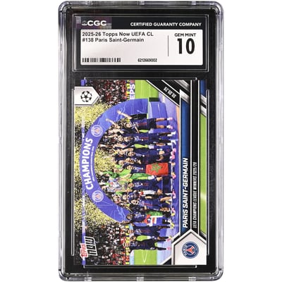  Paris Saint-Germain 2025-26 Topps Now UEFA CL UEFA Champions League Winners 2025/26 #138 CGC Authenticated GEM MINT 10 Card