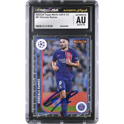Gonçalo Ramos Paris Saint-Germain Autographed 2023-24 Topps Merlin UEFA CC #91 CGC Authenticated AUTO 10 Card