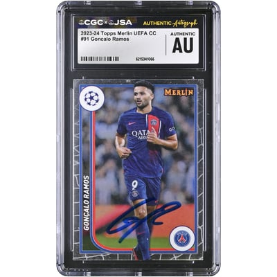 Gonçalo Ramos Paris Saint-Germain Autographed 2023-24 Topps Merlin UEFA CC #91 CGC Authenticated Card