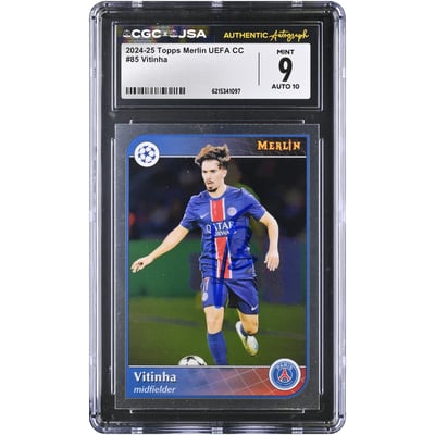 Vitinha Paris Saint-Germain Autographed 2024-25 Topps Merlin UEFA CC #85 CGC Authenticated 9/10 Card