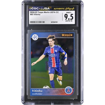 Vitinha Paris Saint-Germain Autographed 2024-25 Topps Merlin UEFA CC #85 CGC Authenticated 9.5/10 Card