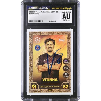 Vitinha Paris Saint-Germain Autographed 2025-26 Topps Match Attax UEFA CC #372 CGC Authenticated AUTO 10 Card