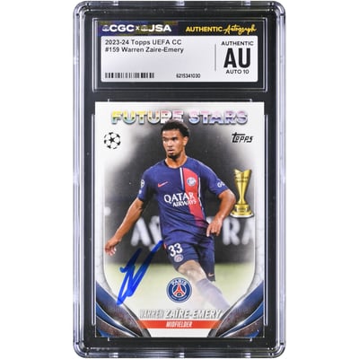 Warren Zaïre-Emery Paris Saint-Germain Autographed 2023-24 Topps UEFA CC #159 CGC Authenticated AUTO 10 Card