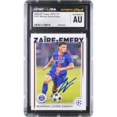Warren Zaïre-Emery Paris Saint-Germain Autographed 2024-25 Topps UEFA CC #197 CGC Authenticated Card