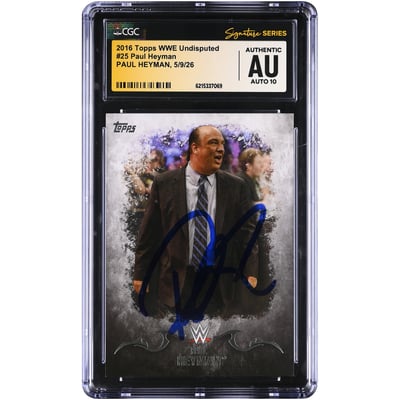 Paul Heyman WWE Autographed 2016 Topps Undisputed #25 CGC Fanatics Witnessed Authenticated AUTO 10 Card