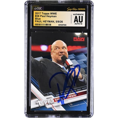 Paul Heyman WWE Autographed 2017 Topps Blue #28 #/99 CGC Fanatics Witnessed Authenticated AUTO 10 Card